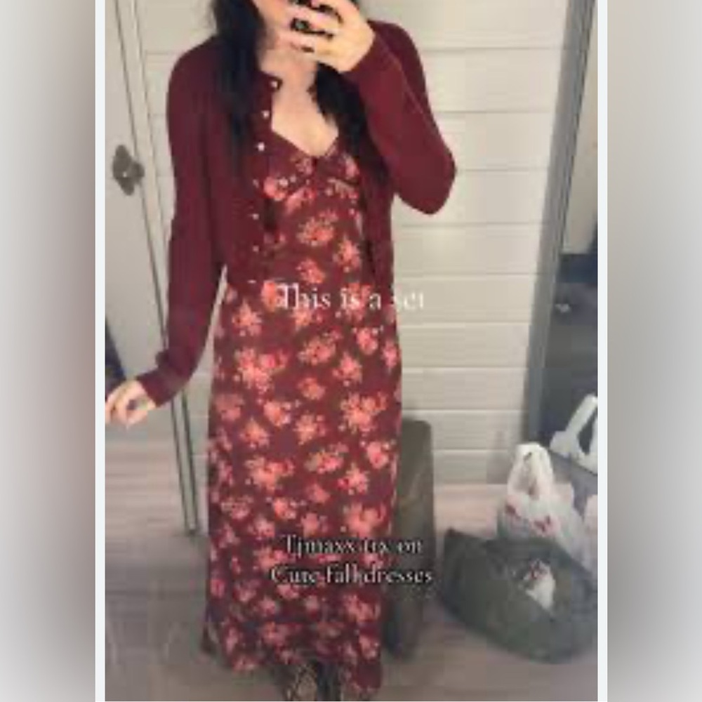 Hippie Rose Burgundy Floral Dress Set